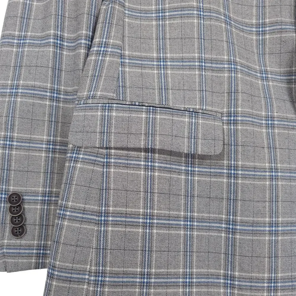 Nautica Mens Modern Fit Sport Coat Blazer 40R Grey Blue Plaid Stretch NWT
